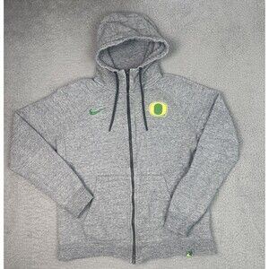 Nike Oregon Ducks Hoodie Women Sz Medium Gray Sweatshirt Full Zip 34435X
